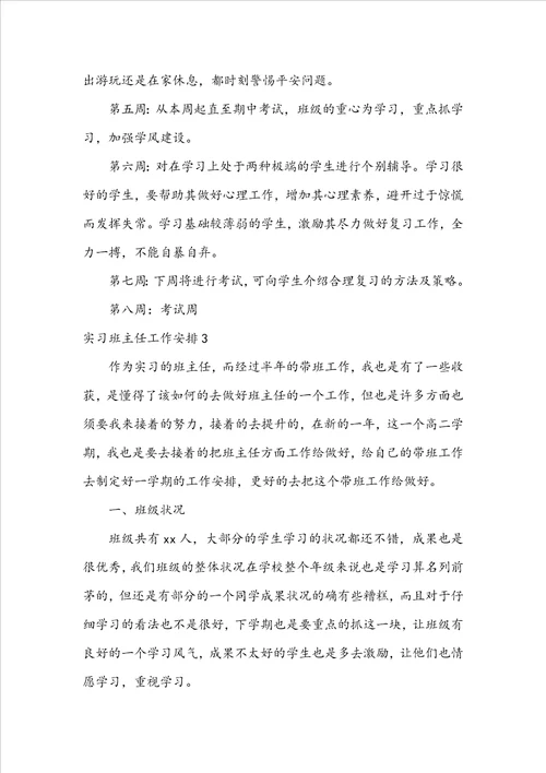 实习班主任工作计划