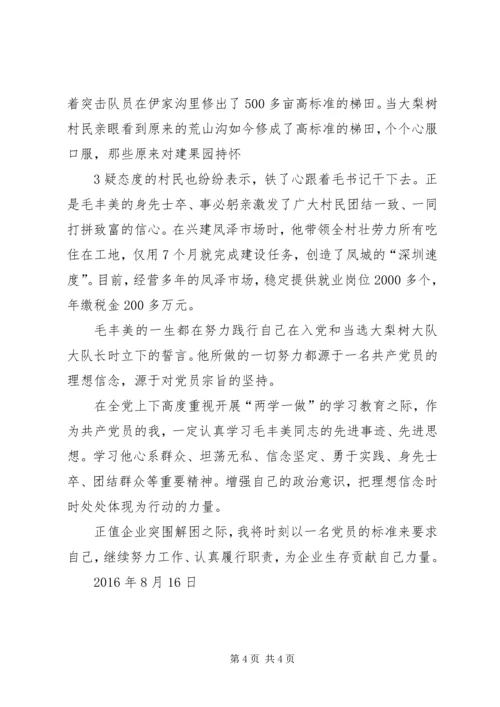 学习毛丰美同志先进事迹心得体会：以实干精神为动力精选.docx