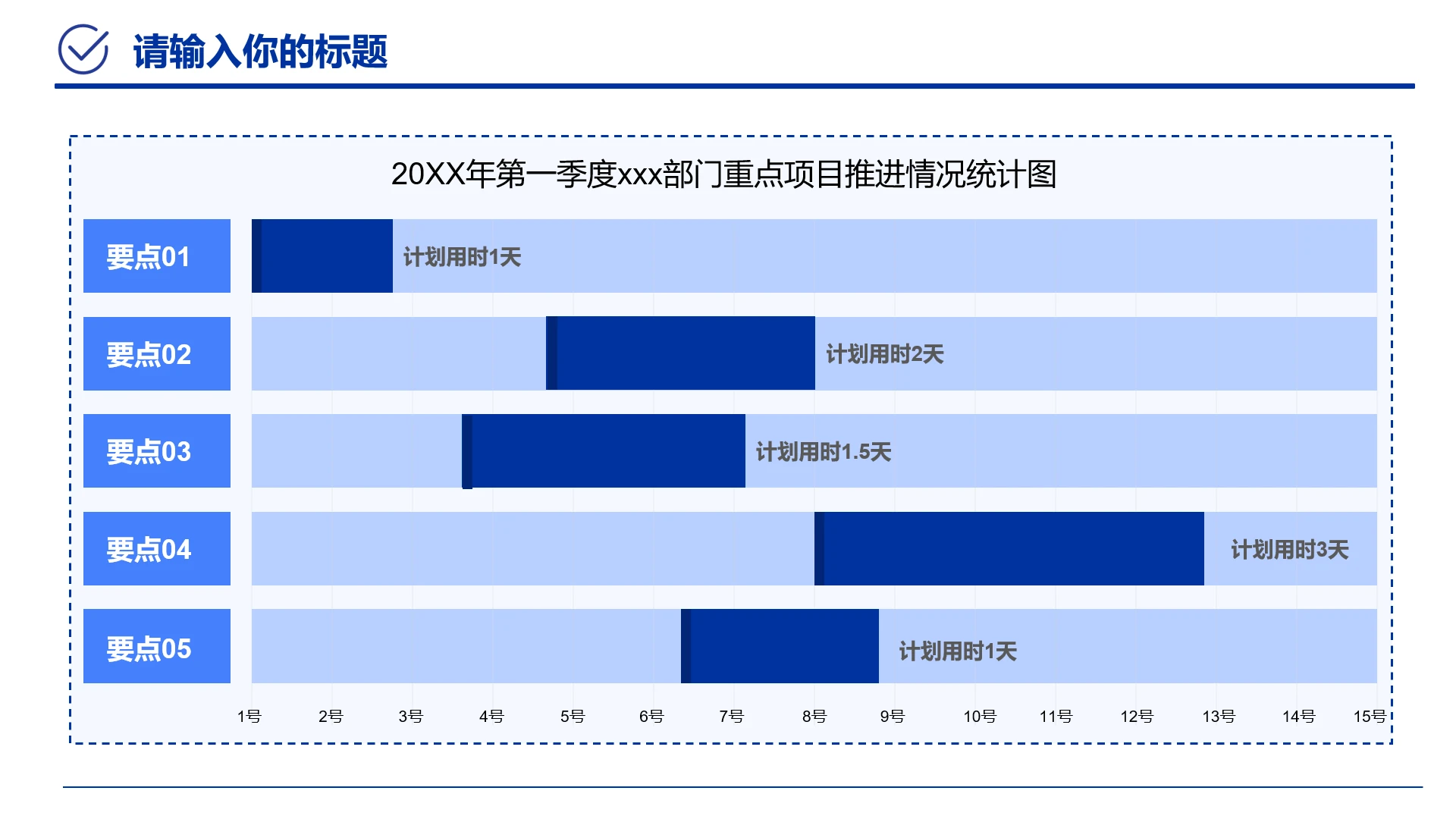蓝色职场工作汇报季度部门重点项目推进情况统计表