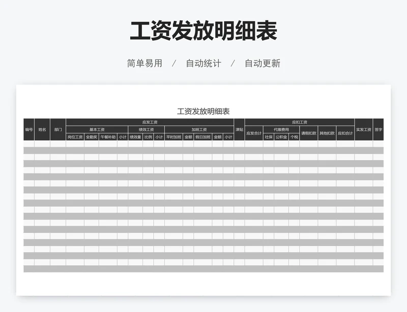 工资发放明细表