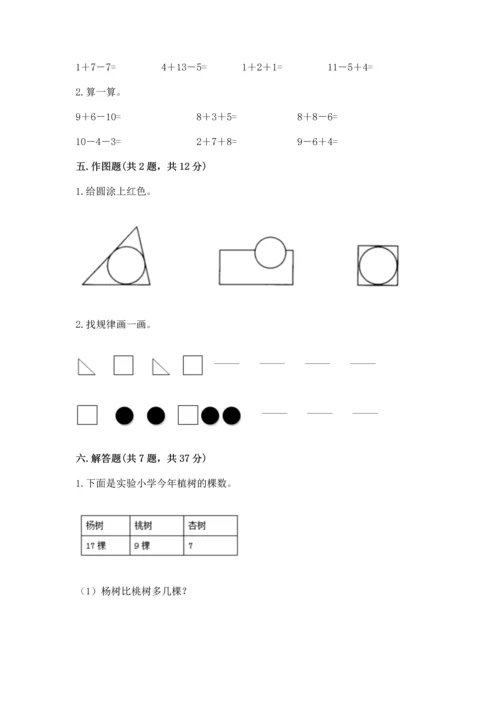 人教版一年级下册数学期中测试卷带答案（精练）.docx