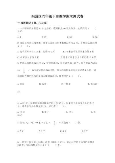 梁园区六年级下册数学期末测试卷必考题.docx