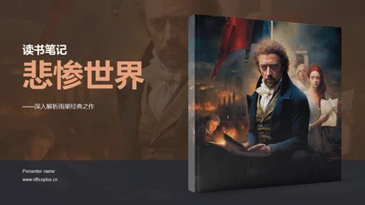 棕色复古读书笔记悲惨世界PPT模板