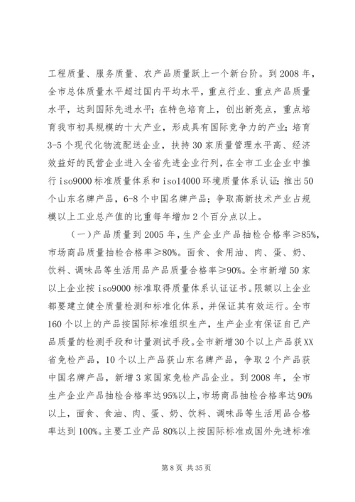 关于大力实施质量兴市和名牌带动战略的意见.docx