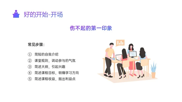 紫色蓝色渐变简约形状内训师培训ppt