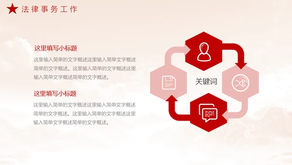 法务工作总结，党政风PPT模板