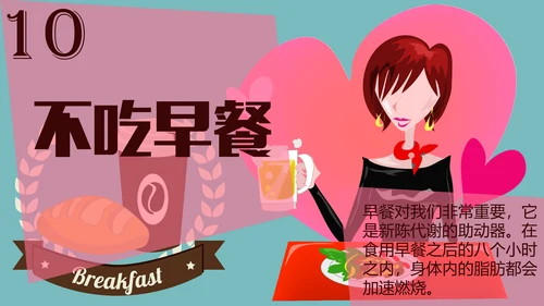 生活坏习惯肥胖减肥通用PPT模板