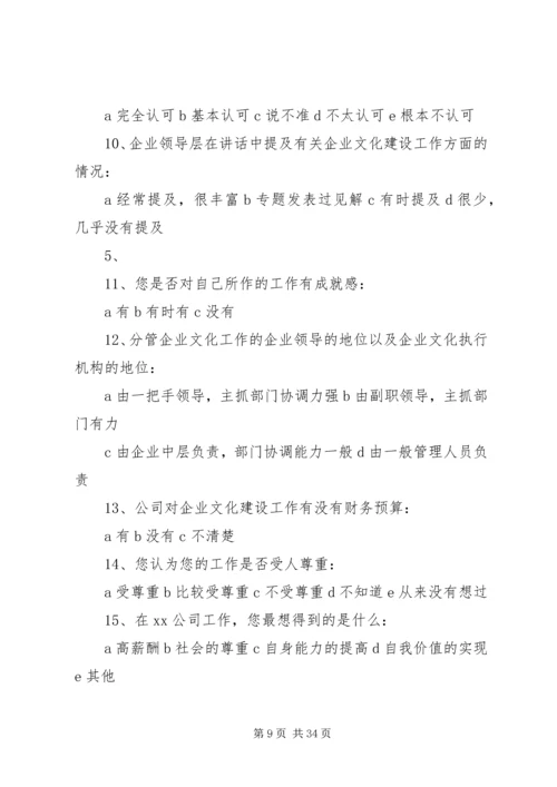 公司企业文化建设内部调查问卷.docx