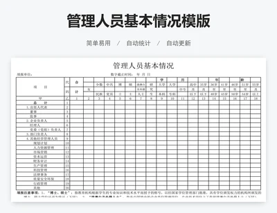 管理人员基本情况模版