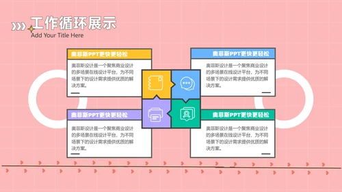 粉色卡通风工作汇报PPT套装