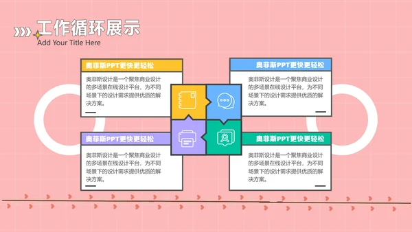 粉色卡通风工作汇报PPT套装