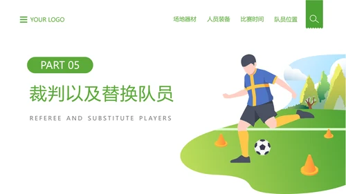 绿色风足球比赛规则介绍宣传PPT模板