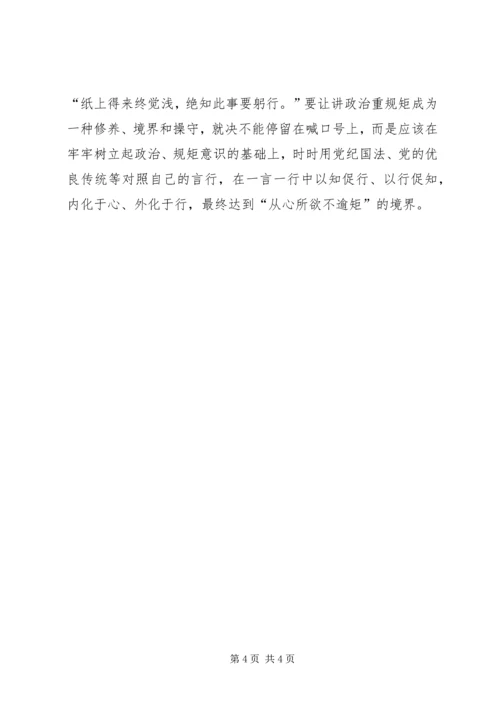 讲政治重规矩作表率专题学习会心得体会20XX年精选 (2).docx