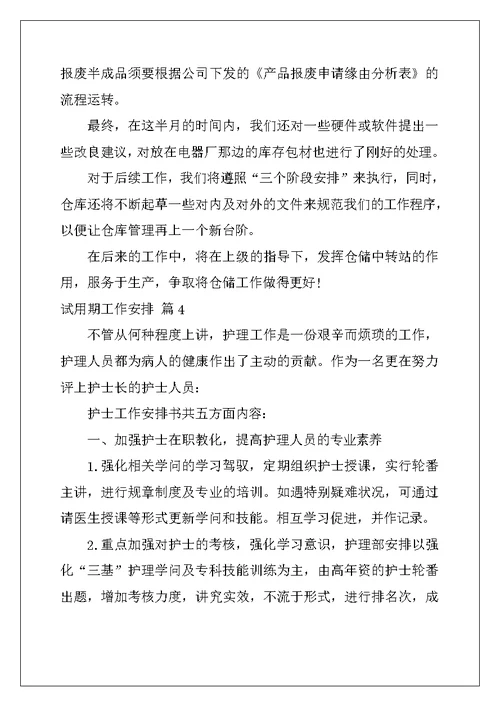 2022年试用期工作计划模板汇编6篇