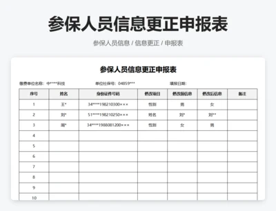 参保人员信息更正申报表