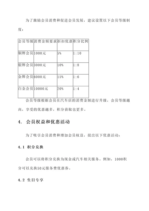 汽车店会员管理方案