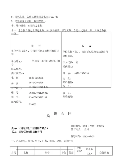 工业品购销合同