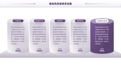 紫色商务风5项列表PPT单页