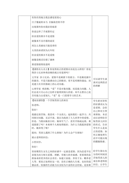 【核心素养目标】2.2 青春萌动 教学设计（表格式）