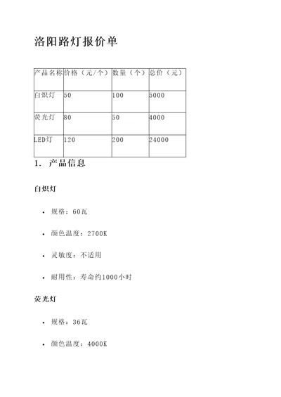 洛阳路灯报价单