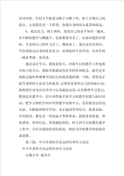 2023年中小学教师全员远程培训学习总结