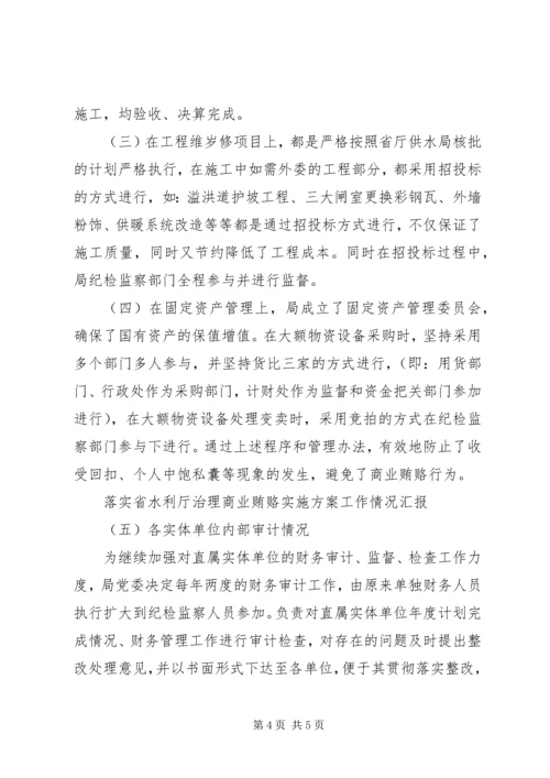 落实省水利厅治理商业贿赂实施方案工作情况汇报 (4).docx