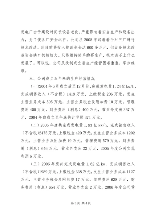 发电公司生产经营状况调研报告 (3).docx