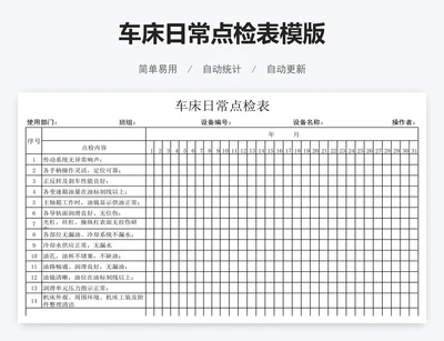 车床日常点检表模版