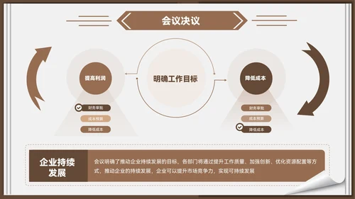 棕色质感风教育企业部门汇报会议PPT模板