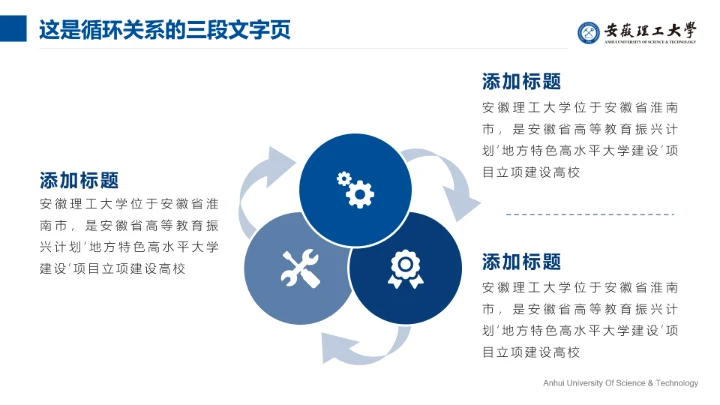 蓝色简约安徽理工大学专属学术汇报毕业答辩通用PPT模板