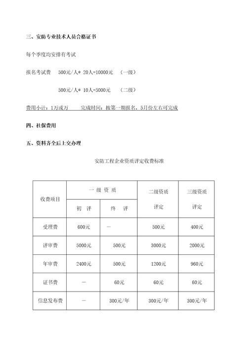 安防一二年级资质申办方案