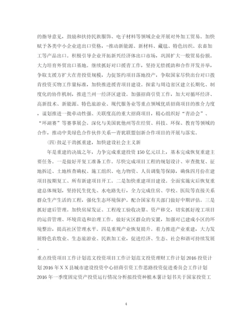 精编之项目投资工作计划范文.docx