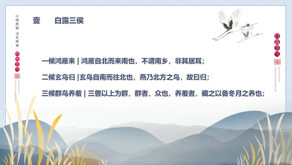 白露节气白鹤通用PPT模版