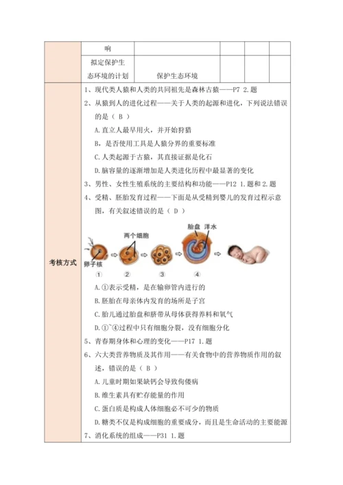 【大单元教学】人教版七年级下册（第四单元）《生物圈中的人》大单元整体教学设计