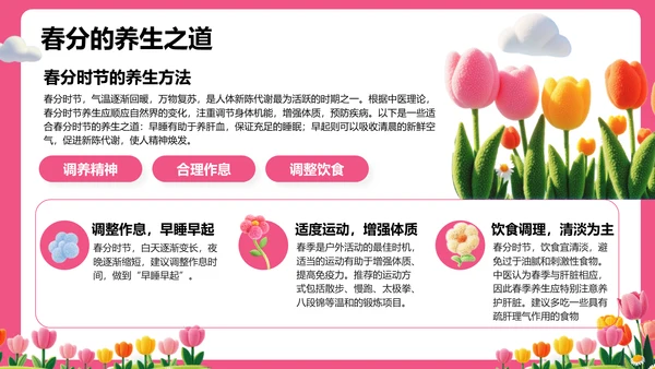 粉色插画风春分节气文化科普 PPT模板