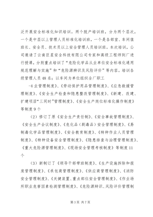 安全标准化达标建设开展情况工作报告.docx
