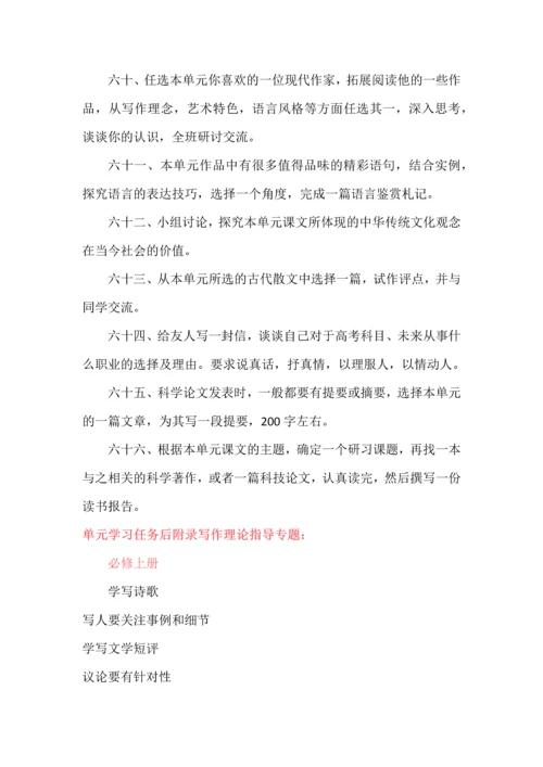 统编版高中语文教材写作任务及写作理论专题名称整理.docx