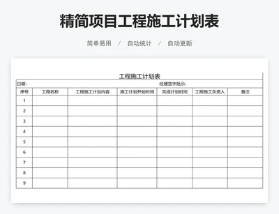 精简项目工程施工计划表