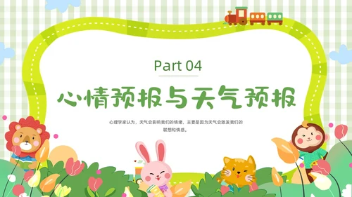 绿色卡通边框插画动植物大班心情预报教育课件动态PPT