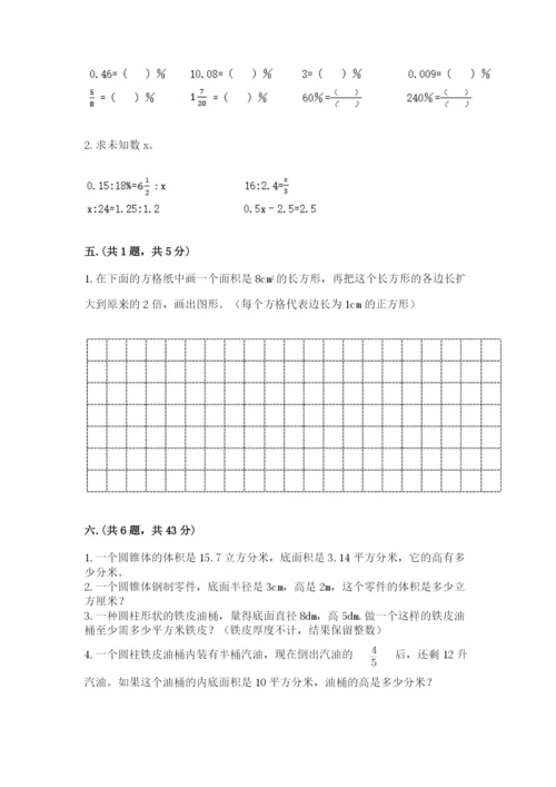苏教版六年级数学小升初试卷带答案（满分必刷）.docx