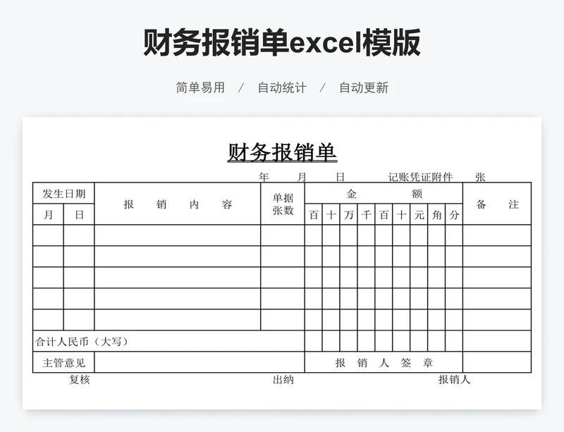 财务报销单excel模版