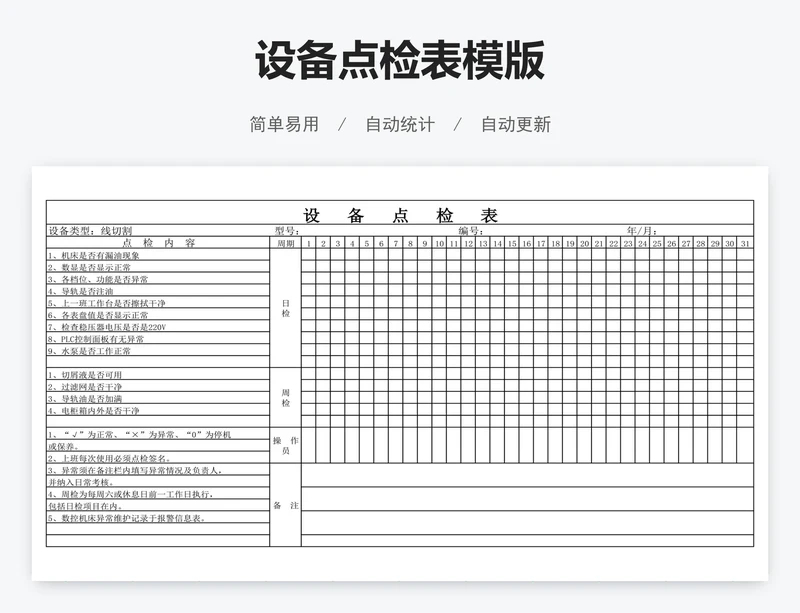 设备点检表模版