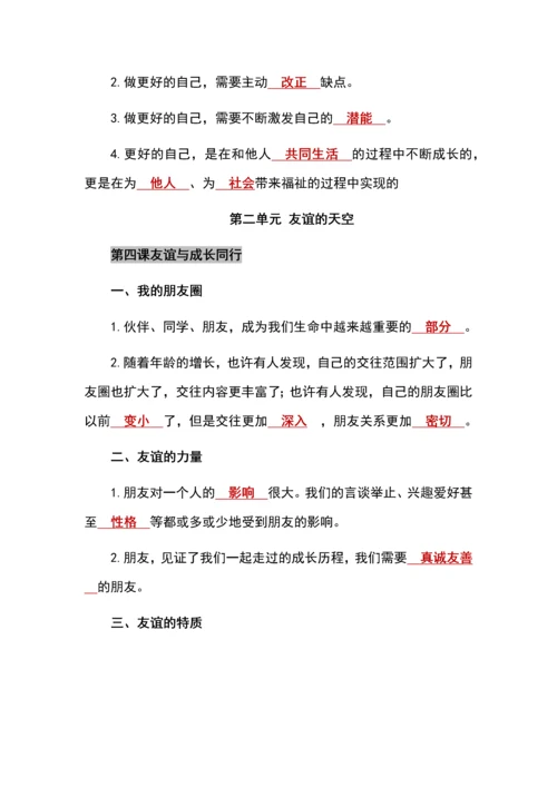 七年级上册道德与法治重点知识背诵汇总    .docx