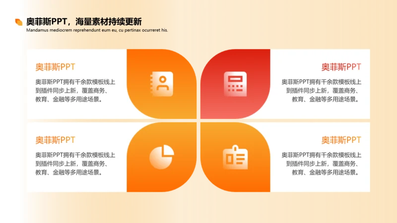 橙色创意通用并列关系4项PPT