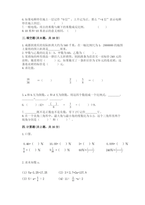 人教版六年级下册数学期末测试卷及参考答案【培优b卷】.docx
