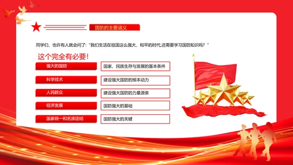 全民国防教育日红旗五角星PPT模板