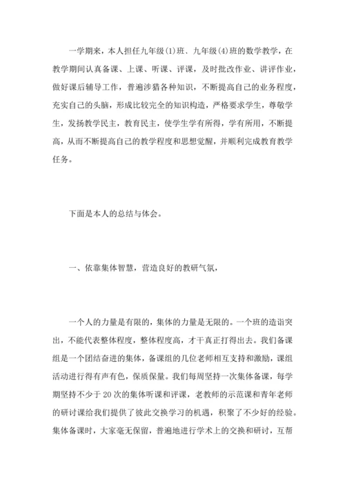 初中数学教师个人教育工作心得总结.docx