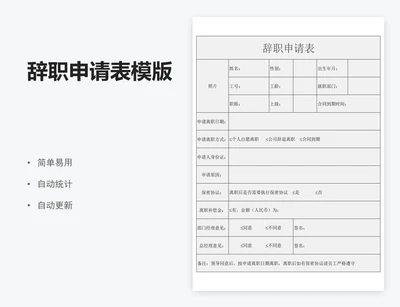 辞职申请表模版