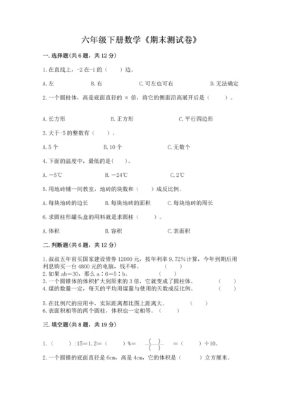 六年级下册数学《期末测试卷》学生专用.docx