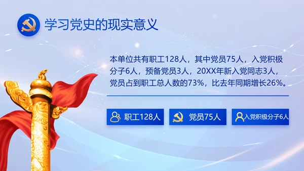 蓝色党建党支部述职报告计划PPT党课